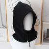 Rabbit Fur Knitted Balaclava Hat Women's Winter Integrated Neck Guard Hat Drawstring Warm Hooded Scarf European and American Cold Hat