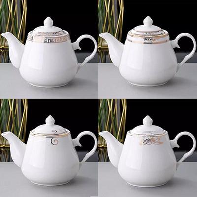 Ceramic Teapot with Golden Edge, Heat-Resistant, with Handle, Lid, and Filter – Perfect for Home, Hotels, and Restaurants.