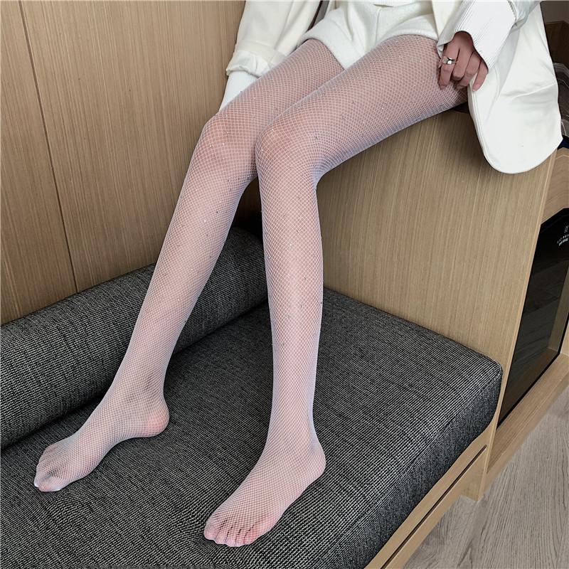 

Black stockings, sexy black ribbon with sparkling letters, fishnet stockings for women, fashionable new Korean style Average Size【Premium Ed белый