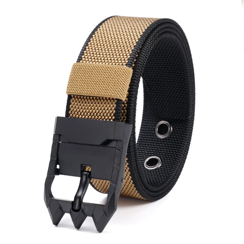New Men's Nylon Canvas Belt Rotating Alloy Pin Buckle Belt Outdoor Casual Versatile Wear Resistant Tactical Belt