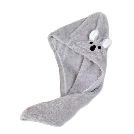 Mikrofaser Haarwickel Damen Koala Haartrockentuch mit Knopf Saugfähig Schnelltrocknend Haarhandtuch Turban Reduziert Frizz für Bad Dusche Spa