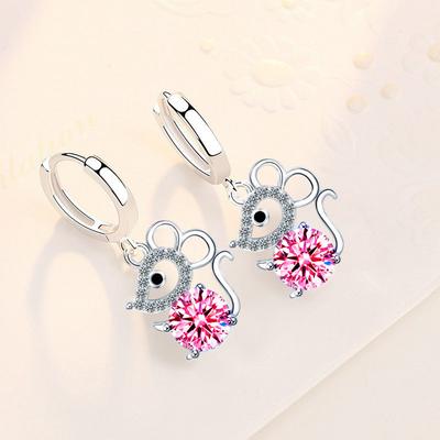 Neue 925 Stempel Silber Überzogene Frauen Tropfen Ohrring Mode Maus Anhänger Top Qualität Zirkon Zarte Ohrringe Für Frauen Schmuck Geschenk