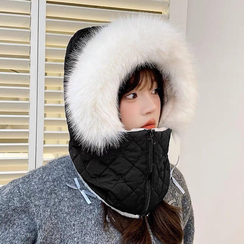 Women's Versatile Solid Color Thickened Fu Ear Protection Warm Hat, Comfortable Coldproof and Windproof Warm Hat