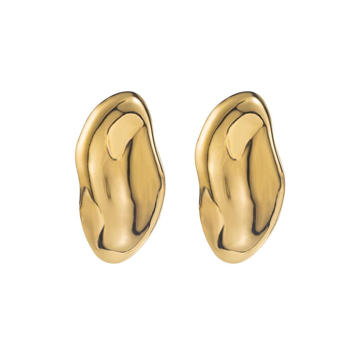 Geometric Irregular Metal Earrings with Folded Concave-Convex Design