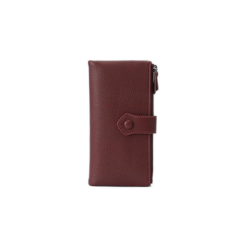 Double Zipper Women's Long Wallet Anti-theft Brushing Pu Leather Purse Multi-card Card Bag ID Bag Mobile Phone Bag