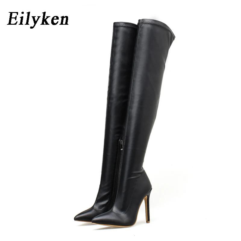 Fashion Women Over-the-Knee Winter Over The Knee Women Stretch High Heels Slip on Shoes for Women Pointed Toe Long Boots Botas De Mujer
