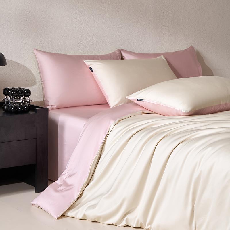 Class A Long-Staple Cotton Sateen Four-Piece Set: Pure, Simple, Solid Color with Single Duvet Cover