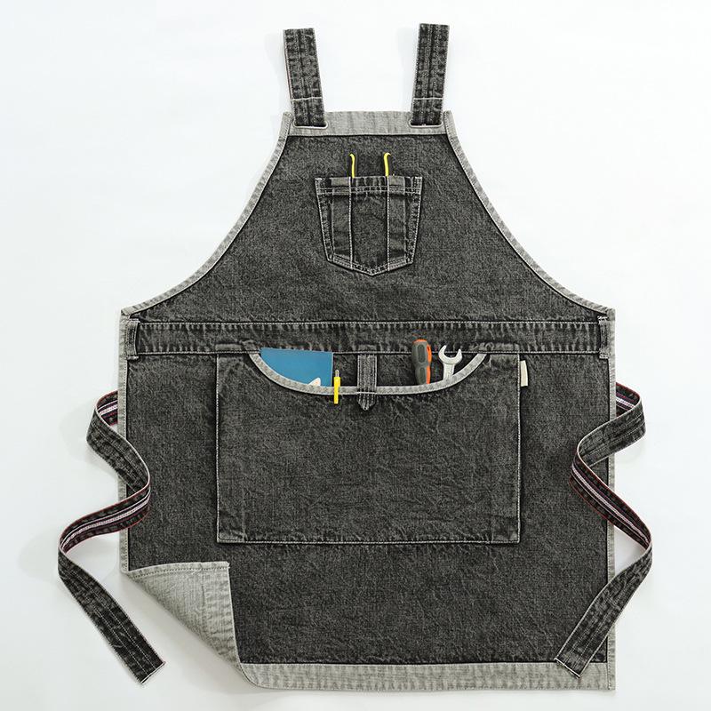 Washable Cotton Denim Apron for Catering, Painting, and Hairdressing