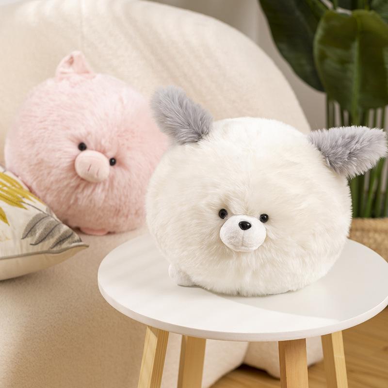 Cute round animal powder pig doll plush toy fat puppy dog doll children soothing doll