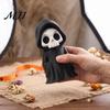 Black Robed Skeleton Statue 3D Printed Grim Reaper Figurine, Gothic Robe Statue, Halloween Decor Mini Model Toy for Desktop Decoration