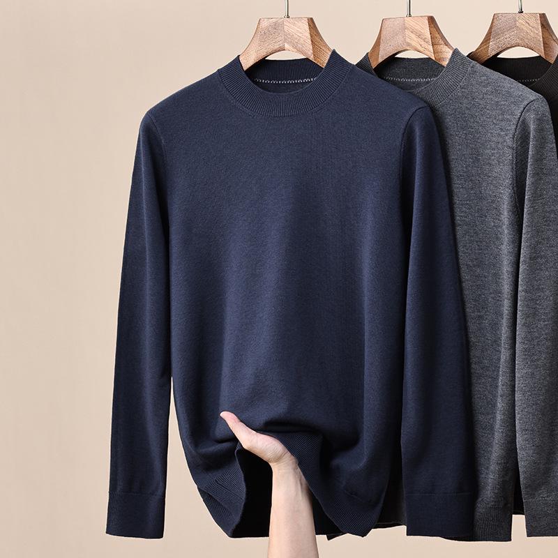 Hengyuanxiang Herren dicker Wollpullover - 100% reine Wolle, Halbhoher Kragen, Herbst/Winter Kollektion 2025