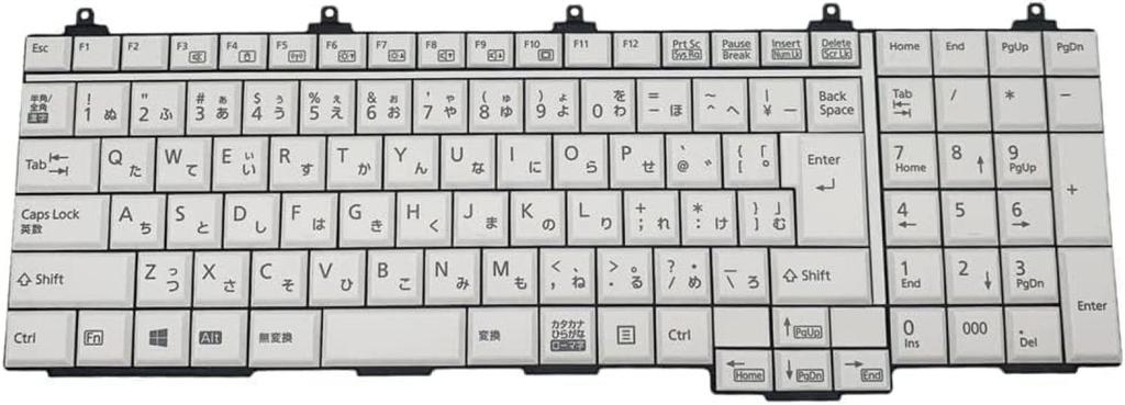 Replacement Japanese Keyboard with Numeric Keypad, White, for Fujitsu LIFEBOOK A576, A572E, A572F, A574HX, A574KX, A574MX, A574H, A573G, etc.