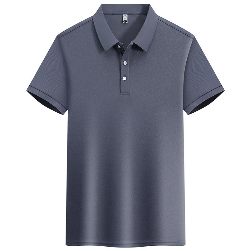 Kurzärmeliges Poloshirt für Herren im Sommer, schlichtes, legeres Business-T-Shirt mit einfarbigem Revers, Eisseide, atmungsaktiv und vielseitig