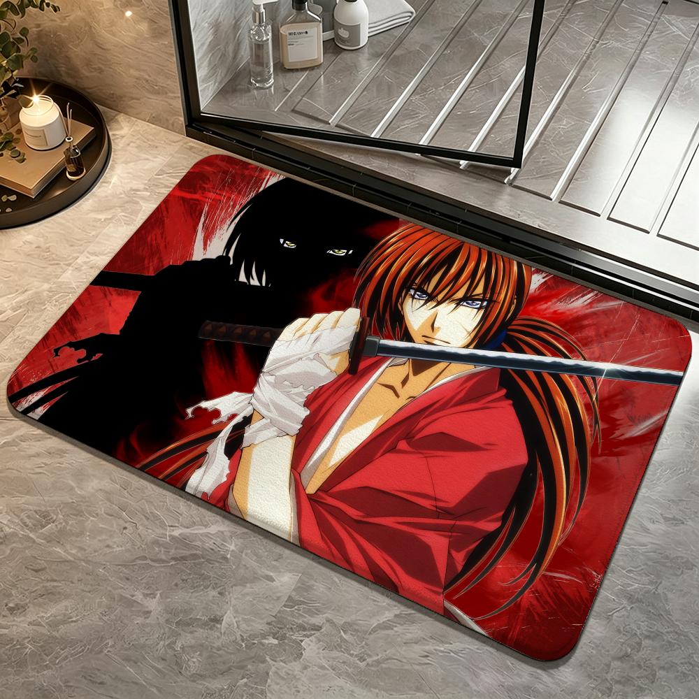 Rurouni Kenshin Floor Mat Bedroom Carpet, Bathroom Foot Mat, Doormat, Non-Slip Absorbent Multi-Use