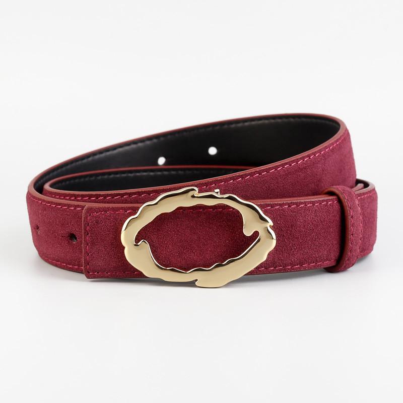 

Genuine Leather Womens Belt With Alloy Buckle For Casual And Office Wear Angora Red