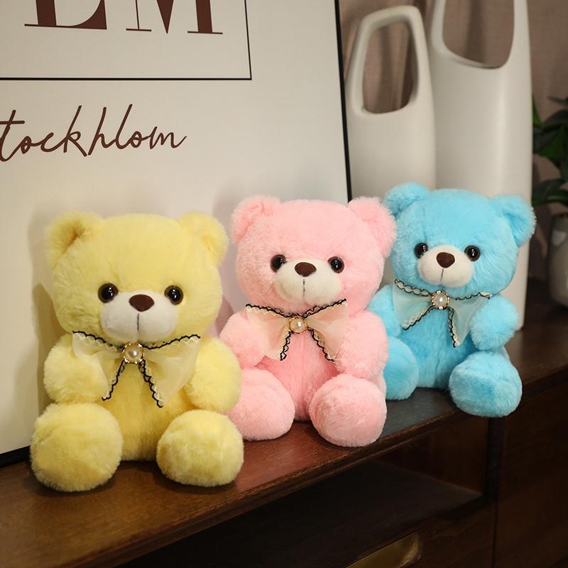 20cm 9 Colors Bow Tie Bear Cute Teddy Bear Plush Toys Stuffed Soft Bear Doll BoysGirls Appease Doll Kids Baby Birthday Gift