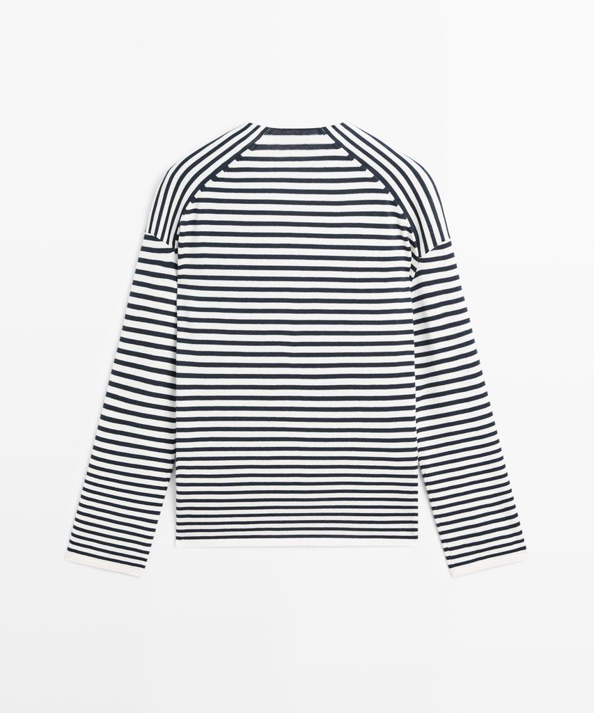 Masimodutti Striped V-Neck Knit Sweater