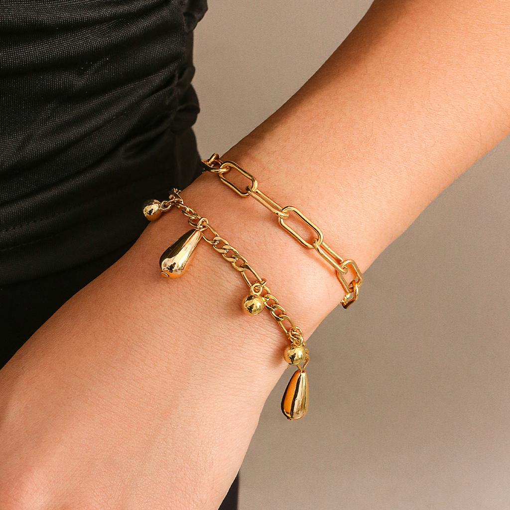 Hip hop water drop shape glossy comma pendant necklace simple metal chain necklace choker