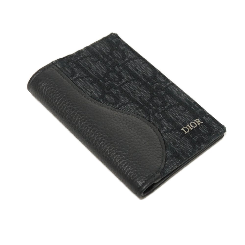 Used 10656 Saddle Vertical Card Holder 2ADCH169YKS_H03E 7946 Logo Metal Oblique Jacquard Black Men's from Japan