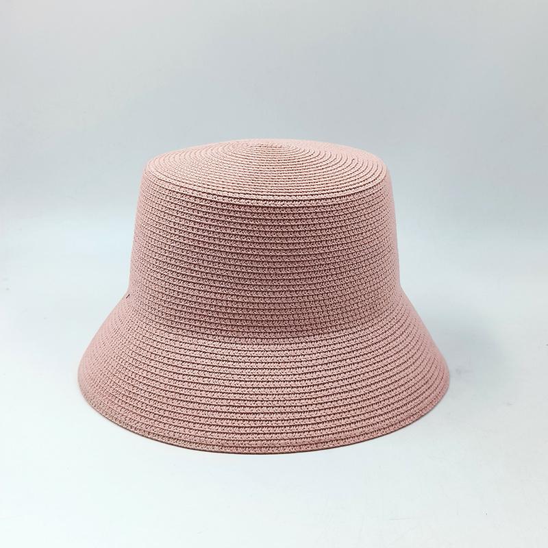 

solid Flat bucket hat foldable basin hat vintage bucket straw hat women s summer beach small-brimmed sunhat sun protection M 56-58