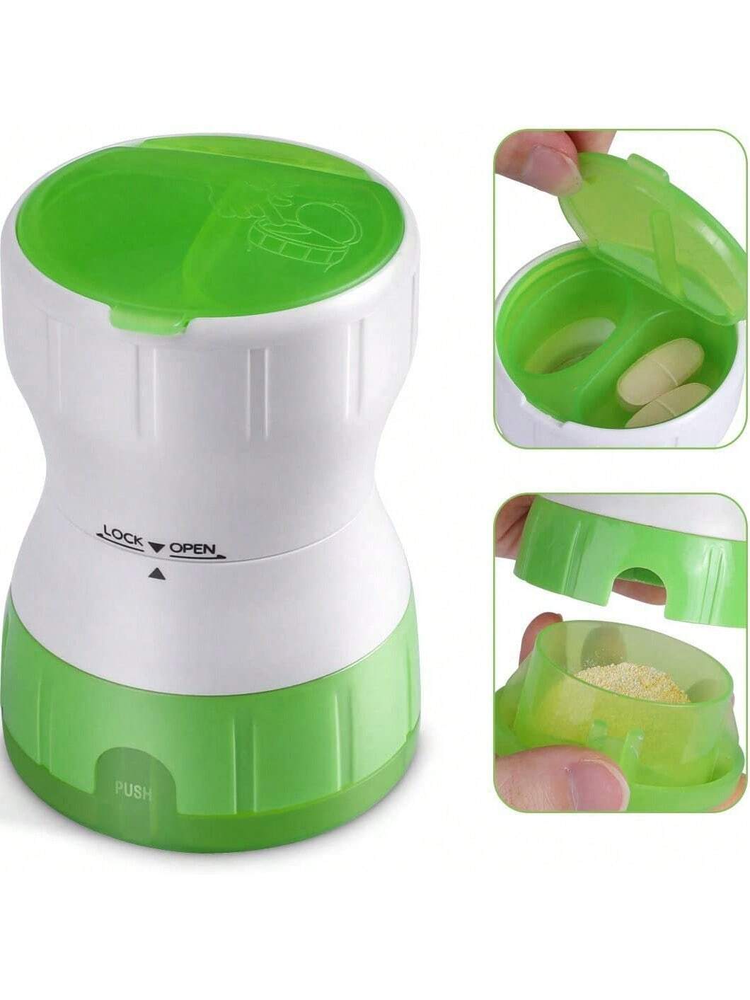 1pc  Ceramic core grinding and rotating convenient three-in-one medicine grinder grinding box
