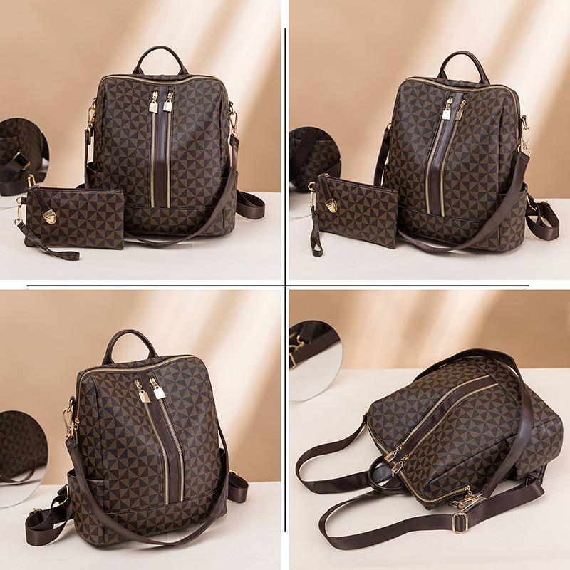 Fashion Printed Backpack for Women's New Korean Version with Large Capacity Retro Anti-theft Backpack, Multi-purpose Leisure Travel Bag