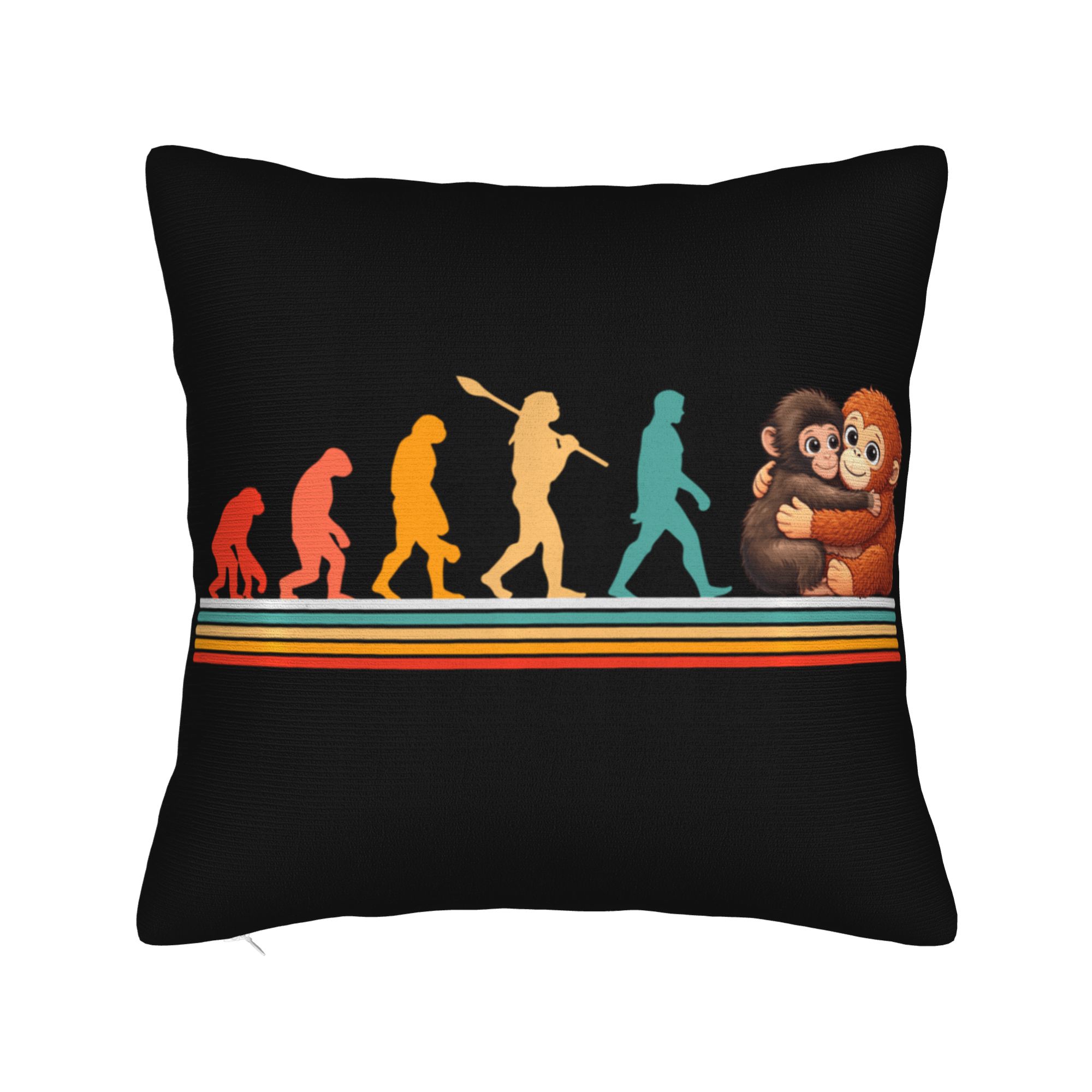 Pillow Cover Team Punch Monkey Support Squad Graphic Retro Trendy Pillow Case For Sofa Home Decor Pillowcases Peach skin 18*18(CM)-1Pcs