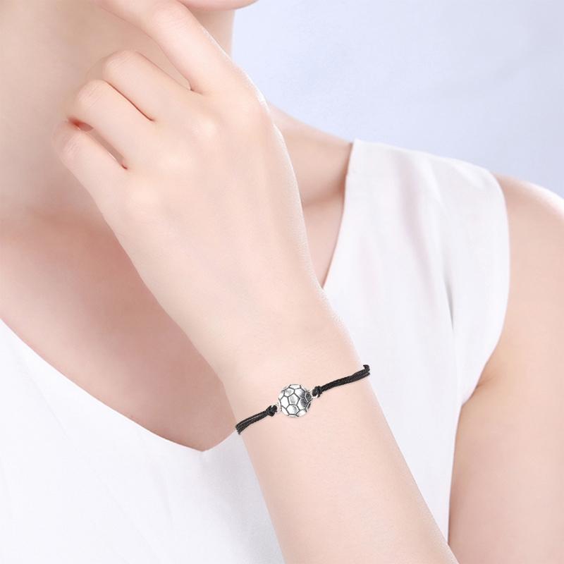 Sports Ball Bracelet Adjustable Basketball Charm Bracelet Basketball Braided Cord Bracelet with Charm for Girl Women Men