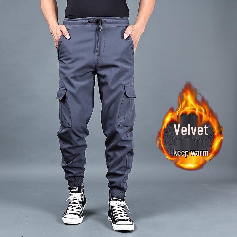 Men's Autumn/Winter Loose Overalls: Trendy, Plus-Size, Velvet-Lined, Thickened Casual Sports Pants