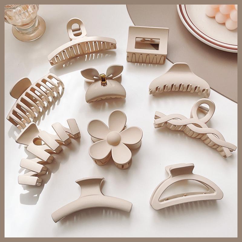 Autumn/Winter Milk Coffee Hair Claw Collection: Versatile Cutout Clips for Thick Hair