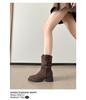 Women's Retro Hidden Heel Suede Mid-Calf Western Boots with Chunky Heel - 2025 Spring & Autumn Collection