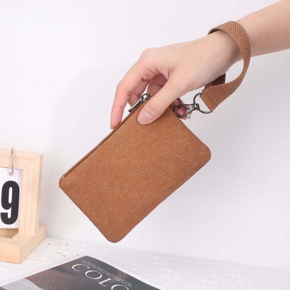 Korean Style Small Item Bag Wrist Bag Card Storage Bag Soft Canvas Coin Purse Travel
