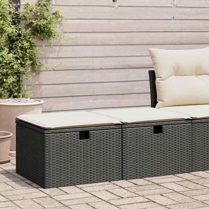 VidaXL Salon de jardin avec coussins 2 pcs noir résine tressée acacia 3328669