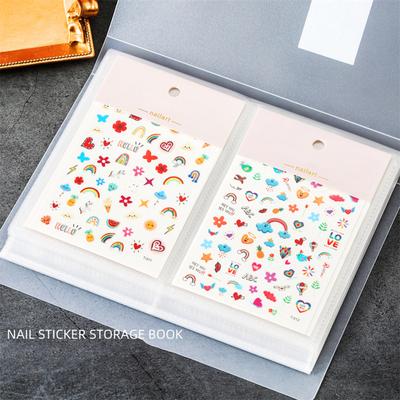 Livro de Coleção de Adesivos de Unha Portátil com 80 Compartimentos Impermeável Porta-Decalques de Manicure com Compartimentos de Fácil Acesso