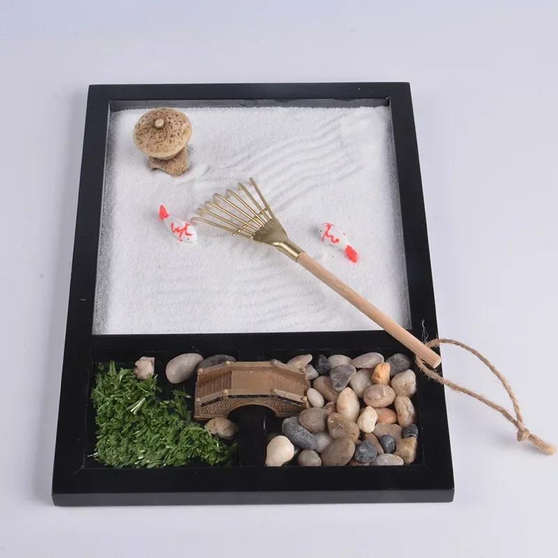 Písek Zenové zahrady Meditace Mírumilovná Relaxační Dekorační Sada Duchovní Buddha Kadidelnice Feng Shui Jóga Dekor