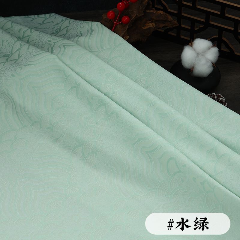 Wave Jacquard Fabric Micro Stretch Breathable By The Meter for Hanfu Dress Horse Face Skirt Sewing Anti Wrinkle Cloth White Red