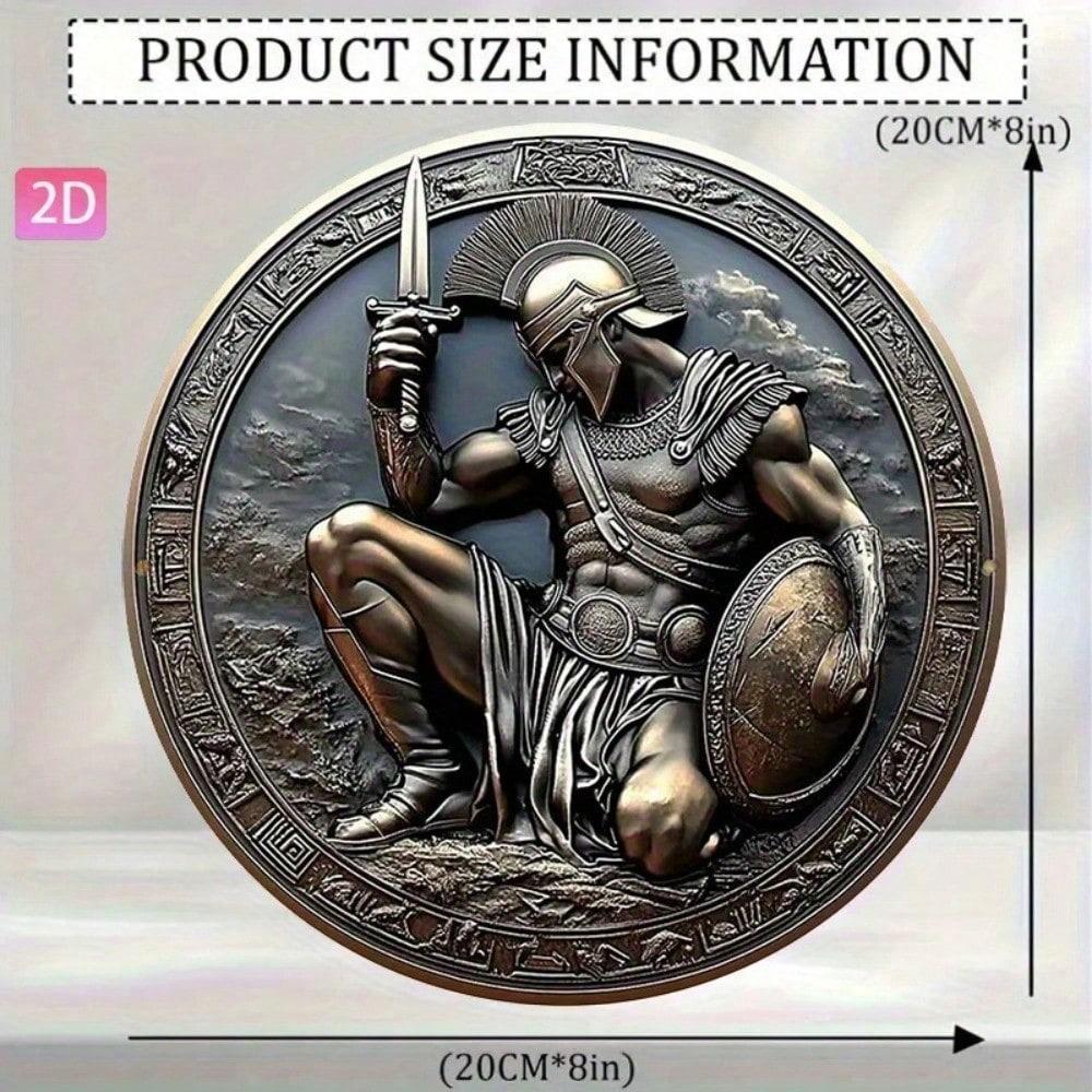 

VIGRUM Ancient Greek Warrior Metal Wall Art 12 Inch Round Vintage Aluminum Sign Armor Shield Decor Indoor Outdoor 20x20 різнокольоровий