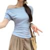 Real Shot Women's Asymmetrical One-Shoulder Top - Summer 2026 Irregular Off-Shoulder Design