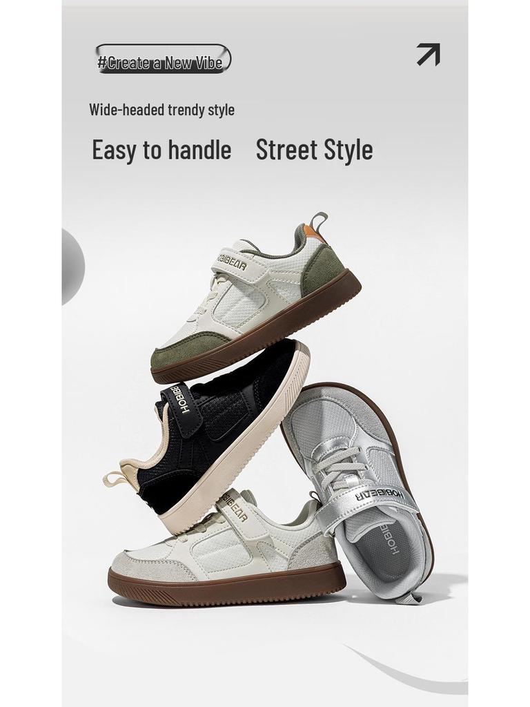 HOBIBEAR Kinder Breite Kopf Atmungsaktives Stoffobermaterial Lässige Laufschuhe für Frühling & Herbst
