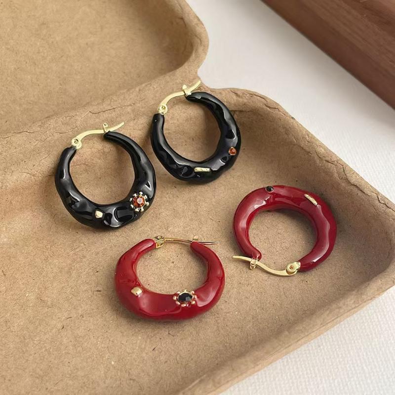 Vintage Enamel Drip Glaze Hoop Earrings Premium Exquisite Trendy Statement Stud Earrings Party Jewelry Gift