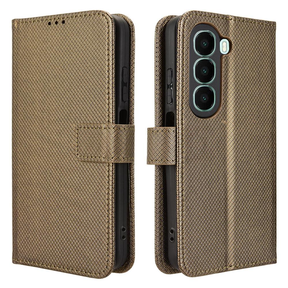 For itel A95 5G Leather Wallet Case with Strap Diamond Texture Phone Cover