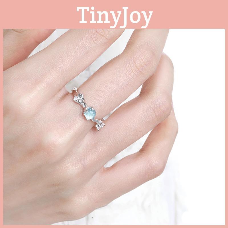 Sophisticated Rhinestone Blue Open Ring For Women With Adjustable Size And Style Modern