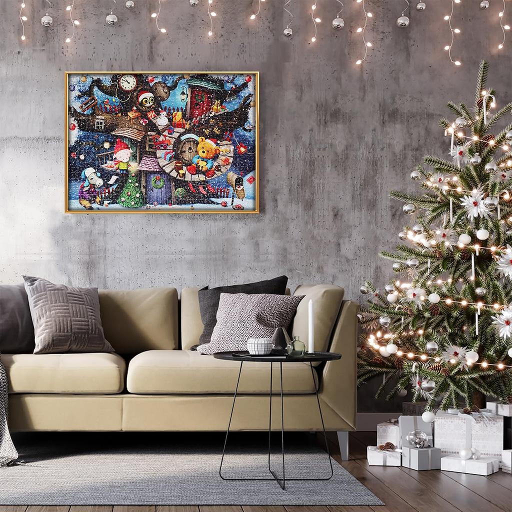 MISITU Jigsaw Landscape Stylish Christmas Tree House x 70 1000-Piece Puzzle, Painting, Christmas, Animals, Cute, Fantasy, Gift, Birthday, Anniversary,