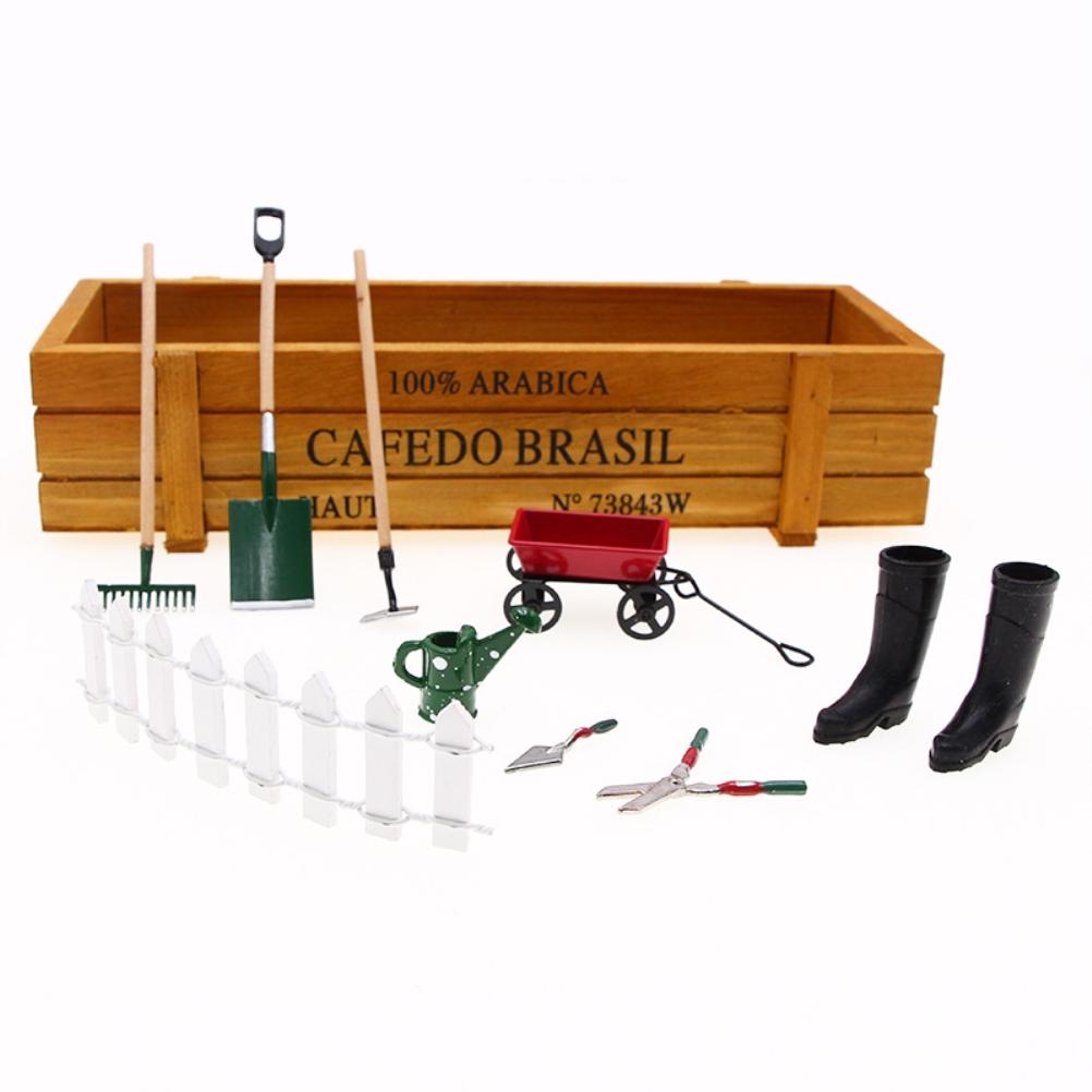 9-teiliges Miniatur-Puppenhaus-Set 1:12 Mini-Gartenwerkzeuge für Puppenhausgarten-Miniaturdekoration