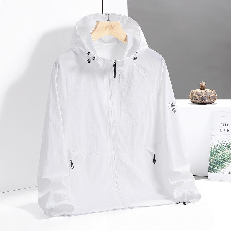 UPF10 + Japanese Retro Skin Care Ice Silk Sunscreen Clothing for Men and Women Summer Couple Sports Casual Light and Thin Hooded Anti-protection