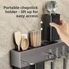 Xiaomi Multi-Functional Kitchen Wall-mounted Carbon Steel Knife Holder Chopstick Holder No-Drill Kitchenware Organizer Shelf