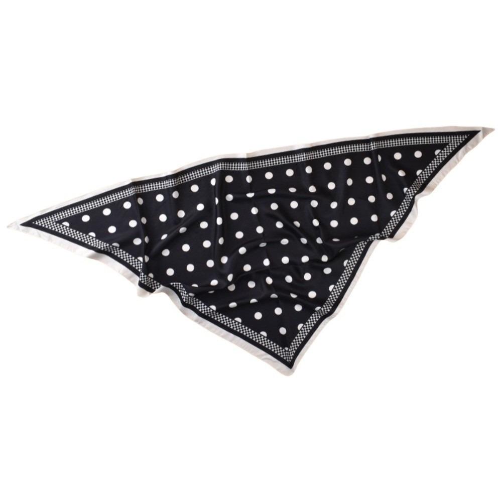 Printed Imitation Silk Scarf Thin Waist Tying Scarf Vintage Polka Dot Triangle Scarf Club