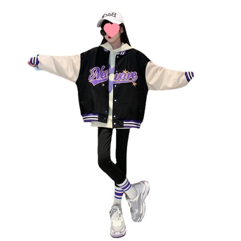 Koreanischer Stil Influencer Baby Mädchen Strickjacke: 2024 Frühling/Herbst Modische Letter Color Block Jacke