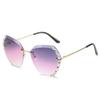 Classic Vintage Fashion Oversized Rimless Sunglasses for Women Famous Luxurious Brand Design Sexy Diamond Square Shape Sun Eyeglasses For Female