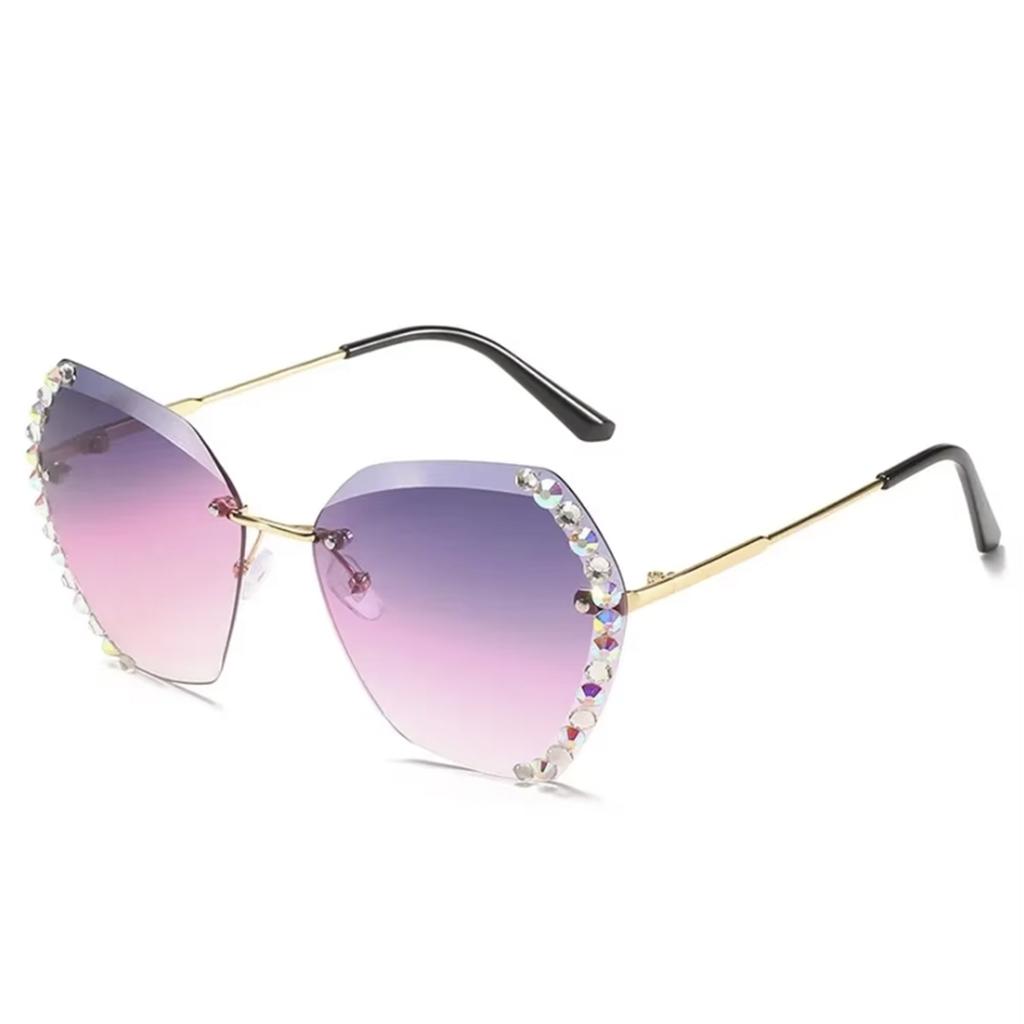 Classic Vintage Fashion Oversized Rimless Sunglasses for Women Famous Luxurious Brand Design Sexy Diamond Square Shape Sun Eyeglasses For Female